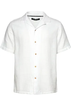 French Connection Ss Matty Weave Revere Shirt White