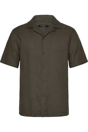 French Connection Ss Matty Weave Revere Shirt Khaki
