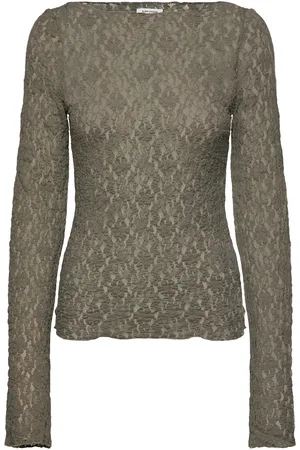 BUBBLEROOM Long Sleeve Lace Top Green