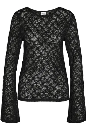 Noisy May Nmline L/S Boat Neck Lace Top Jrs Black