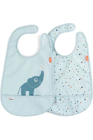 Done by Deer Bib W/Velcro 2-Pack Elphee Blue D By Deer Patterned