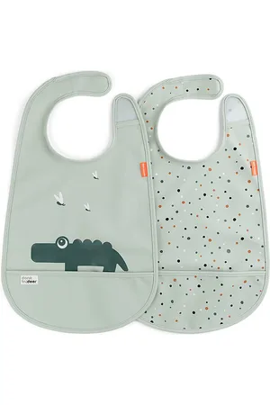 Done by Deer Bib W/Velcro 2-Pack Croco Green D By Deer Blue