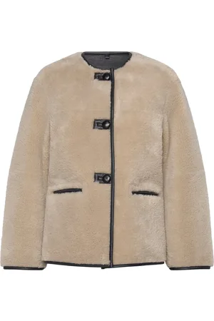 MANGO Fur-Effect Coat With Appliqués Beige