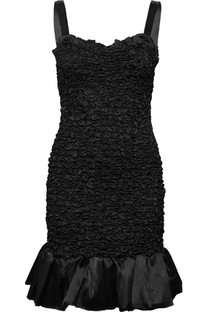by Ti Mo Crèpe Satin Strap Dress Black