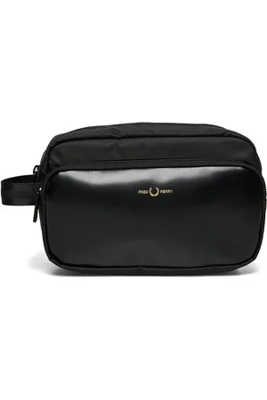 Fred Perry Nylon Twill Lthr Wash Bag Black