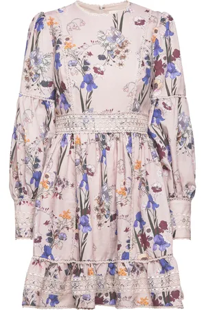 By Malina Taylor Silk Blend Detailed Mini Dress Pink