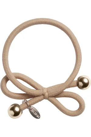 IA BON Hair Tie With Gold Bead - Beige Beige