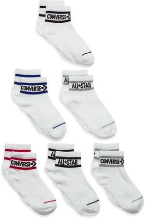 Converse Basic Wordamark Quarter Socks 6-Pack White