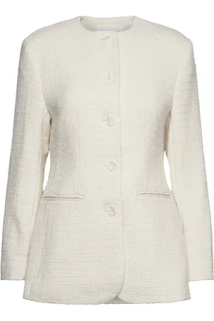 By Malina Carol Fitted Round Neck Blazer Cream
