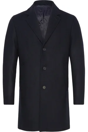 MANGO Lightweight Recycled Wool Coat Navy