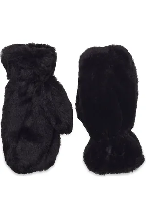 Lindex Mittens Fake Fur Black