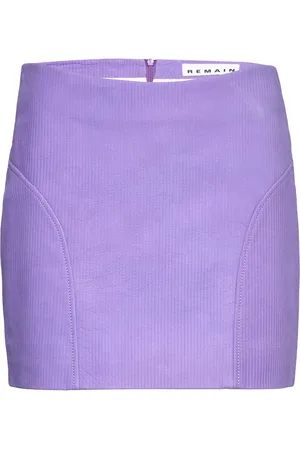 REMAIN Birger Christensen Corduroy Leather Mini Skirt Purple