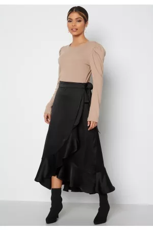 Object Kvinder Nederdele - Sateen Wrap Skirt Fair Black