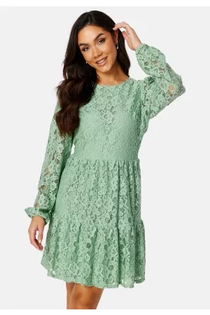 BUBBLEROOM Kvinder Læder kjoler - Blanca lace dress Dusty green 34