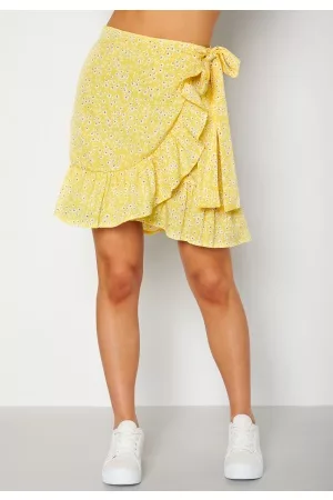 ONLY Olivia Wrap Skirt Cream Gold AOP DARK S