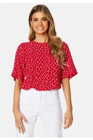 Happy Holly Kvinder Casual skjorter - Tris butterfly sleeve blouse Red / Patterned 44/46
