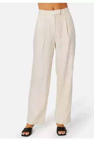 BUBBLEROOM Kvinder Habitbukser - CC Linen pants Light beige 44