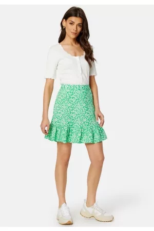 Pieces Kvinder Nederdele - Nya HW Skirt Irish Green AOP:Flow L