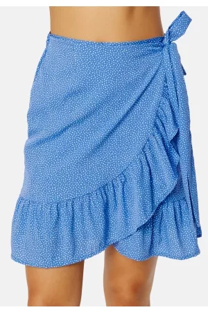 ONLY Kvinder Wrap nederdele - Olivia Wrap Skirt Blue Bonnet AOP:CONF L
