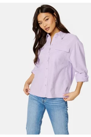 ONLY Kvinder Casual skjorter - Caro L/S Oversized Linen Blend Shirt Pastel Lilac L