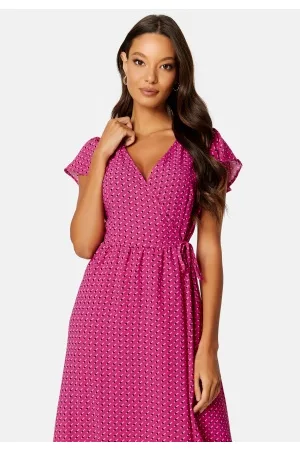 ONLY Kvinder Casual kjoler - Naomi S/S Midi Wrap Dress Very Berry AOP:Dots M