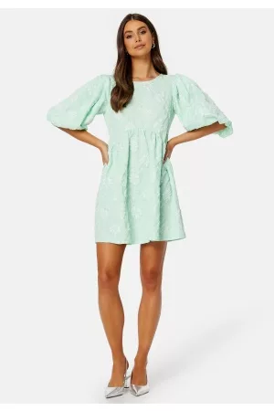 BUBBLEROOM Kvinder Festkjoler - Summer Luxe Puff Mini Dress Green 36