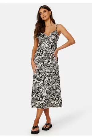 VILA Kvinder Læder kjoler - Limia Maya Strap Dress Birch AOP:Maya black 38