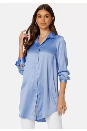 BUBBLEROOM Kvinder Casual skjorter - Nicole long shirt Light blue 36