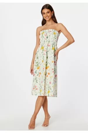 VILA Kvinder Læder kjoler - Capro S/L Smock Dress Antique White AOP:FL 40