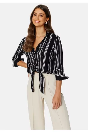 BUBBLEROOM Kvinder Casual skjorter - Leona knot shirt Black / Offwhite L