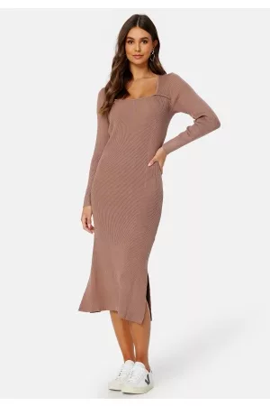 BUBBLEROOM Kvinder Strikkede kjoler - Osminda knitted cut out dress Brown L