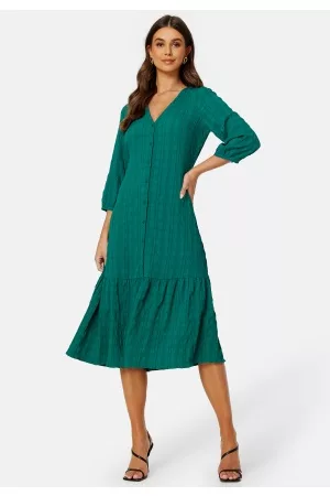 Happy Holly Kvinder Midikjoler - Kimberly flounce dress Green 52/54