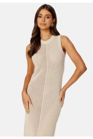 Object Kvinder Strikkede kjoler - Palia S/L Knit Dress Sandshell L