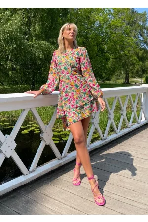BUBBLEROOM Kvinder Asymmetriske kjoler - Wyomia ls dress Pink / Patterned 38