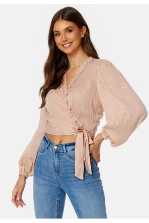 BUBBLEROOM Taylin Frill Wrap Blouse XS