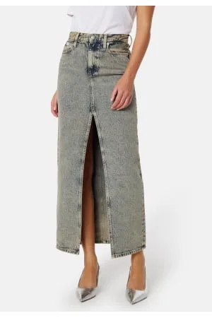 Calvin Klein Front Split Maxi Denim Skirt 26
