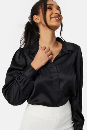 BUBBLEROOM Satin Puff Sleeve Shirt 46