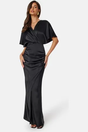 BUBBLEROOM Wrap Satin Gown 34