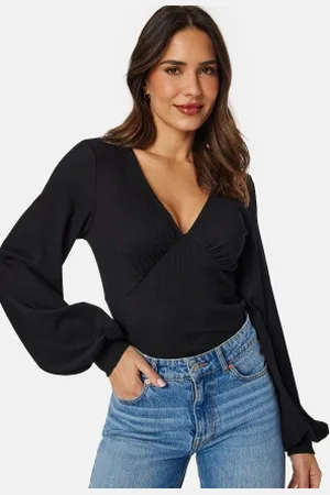 BUBBLEROOM V-neck Puff Sleeve L/S Top XS