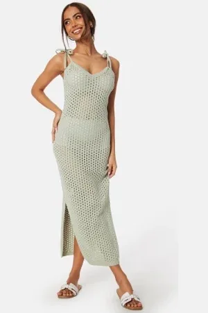 BUBBLEROOM Crochet Knitted Tie Strap Dress XS