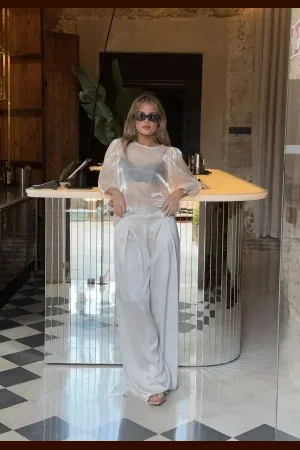BUBBLEROOM Renae Satin Trousers 34