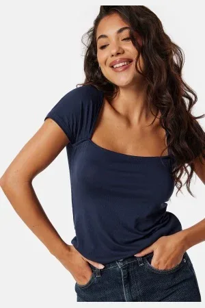 BUBBLEROOM Square Neck Short Sleeve Top XS