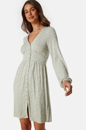 BUBBLEROOM V-neck Short Button Dress XS