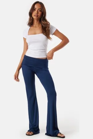 BUBBLEROOM Fold Over Flared Trousers L