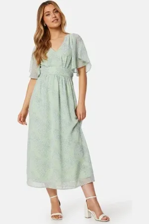 BUBBLEROOM Butterfly Sleeve Midi Dress 34