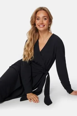 BUBBLEROOM Peach Midi Wrap Dress XS
