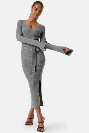 BUBBLEROOM Slit Knitted Midi Dress XS