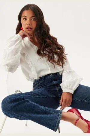 BUBBLEROOM V-neck Frill Blouse L