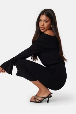 BUBBLEROOM Off Shoulder Knitted Midi Dress XS