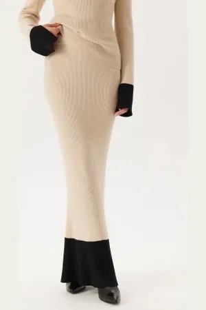 BUBBLEROOM Contrast Rib Knitted Skirt S